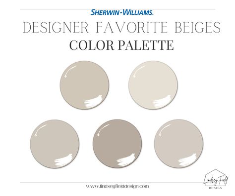 "Picking beige paint can be tricky. Save time and headache with these SW Best Beige Paint Colors. These are my favorite go-to beige paint colors from Sherwin-Williams. They have a range of dark to light, so you're sure to find the perfect beige for your home here. Don't waste time searching through 100's of beige paint colors. I've done all the work for you here, all you have to do is open your PDF, select one of the 5 beige paint colors, buy the paint and paint the rooms! WHAT'S INCLUDED: ⚬ PDF containing my 5 favorite beige paint colors, exactly as seen in listing photos.  ⚬ Names and ID numbers for each paint color. ⚬ A finish guide to help you select the proper paint finish for each room. HOW TO USE IT: ⚬ After purchase, all components will be automatically available via downloadable P Accessible Beige Color Palette, Beige Paint Colors Sherwin Williams, Neutral Paint Colors Sherwin Williams, Warm Beige Paint Colors, Paint Colors Sherwin Williams, Taupe Paint Colors, Beige Wall Colors, Warm Neutral Paint Colors, Sherwin Williams Color Palette