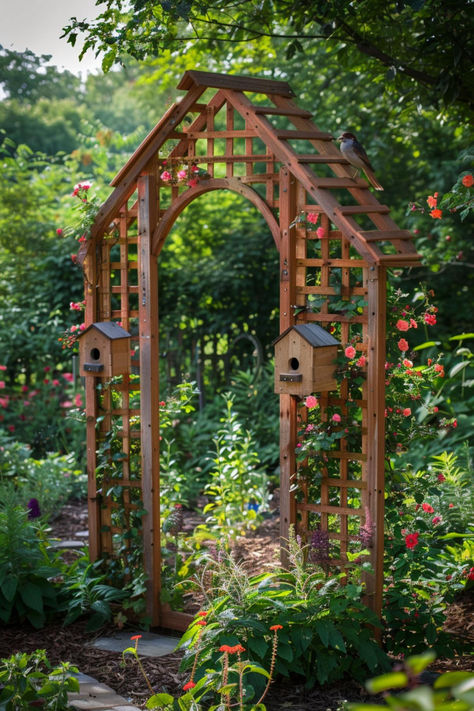 40 Unique Garden Trellis Designs to Add Character to Your Landscape Trellis Ideas Garden, Outdoor Trellis Ideas, Garden Gate Ideas, Garden Trellis Designs, Secret Garden Door, Garden Trellis Ideas, Garden Patios, Fall Landscaping, Mailbox Landscaping