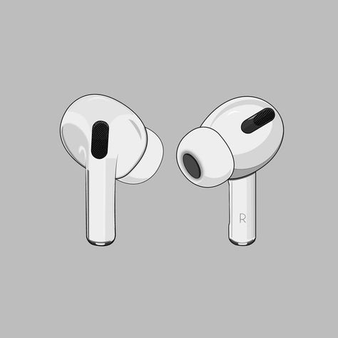 Air Pods Drawing, Airpods Illustration, Airpods Sketch, Airpod Drawing, Airpods Wallpaper, Earbuds Drawing, Headphone Drawing, Adidas Iphone Wallpaper, Iphone Earbuds