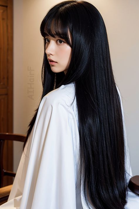 Long Japanese Hair, Black Hair Aesthetic, Huge Hair, Long Silky Hair, Hair Inspiration Long, Vegan Hair, Long Black Hair, Long Hair With Bangs, Spring Hairstyles