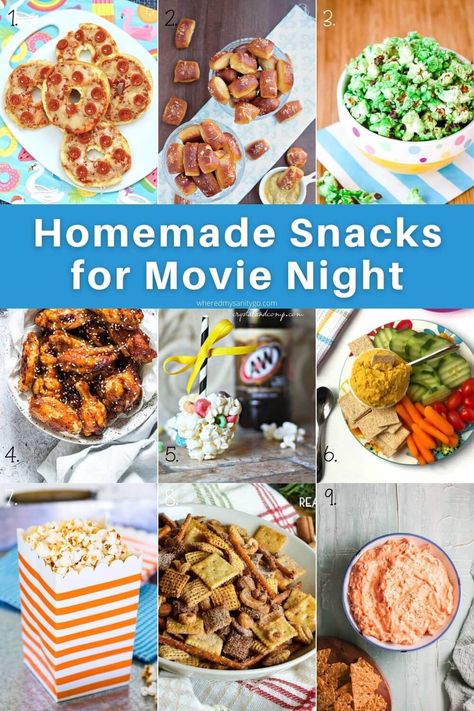 Family Movie Night Movies, Movie Night Movies, Snacks For Movie Night, Family Movie Night Snacks, Savory Snack Recipes, Pizza Bagels, Movie Night Snacks, Homemade Soft Pretzels, Movie Snacks