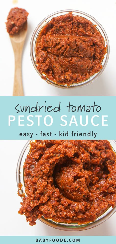 Easy Pesto Sauce, Tomato Pesto Sauce, Sun Dried Tomato Pesto, Pasta Veggies, Sundried Tomato Pesto, Pesto Recipes, Red Pesto, Tomato Pesto, Secret Sauce