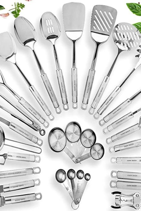 Home Hero 29-pcs Kitchen Utensils Set - Stainless Steel Cooking Utensils Set with Spatula Best Kitchen Utensil Set, Kitchen Utensils Set, Stainless Steel Kitchen Utensils, Kitchen Spatula, Stainless Steel Utensils, Kitchen Tool Set, Utensils Set, Kitchen Cooking Utensils, Cooking Utensils Set