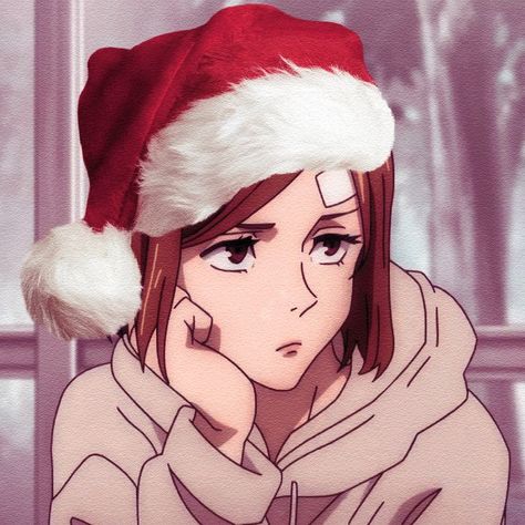 Nobara Kugisaki Christmas, Nobara Christmas Pfp, Christmas Pfp Matching Friends, Jjk Christmas Icons, Christmas Cute Pfp, Anime Xmas Icon, Jjk Christmas Pfp, Christmas Discord Pfp, Pfp For Christmas