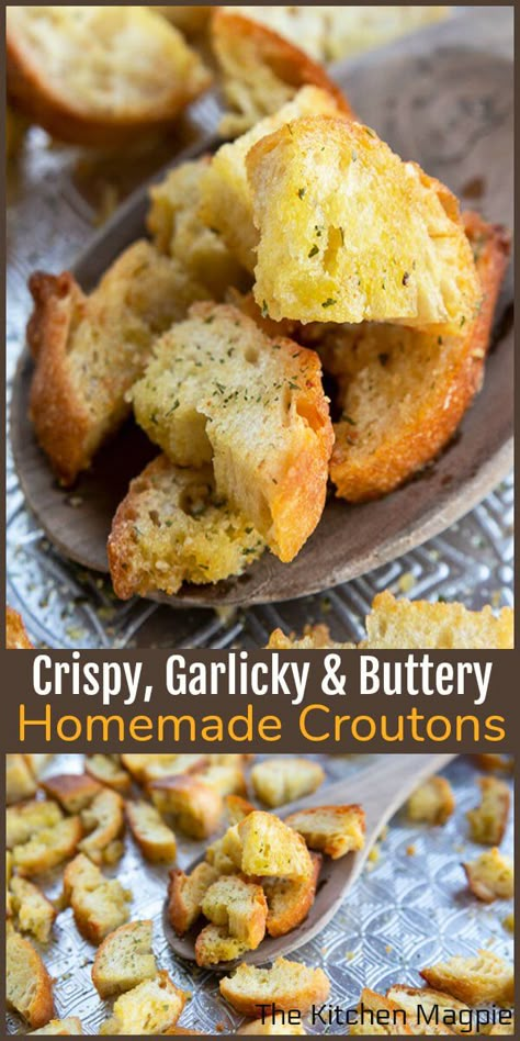 Homemade Ceasar Salad Croutons, Homemade Croutons For Soup, Best Homemade Croutons, Bread Croutons Homemade, How To Make The Best Salad, How To Make Homemade Croutons, Homemade Croutons Recipe, Croutons Homemade Oven, How To Make Croutons From Bread