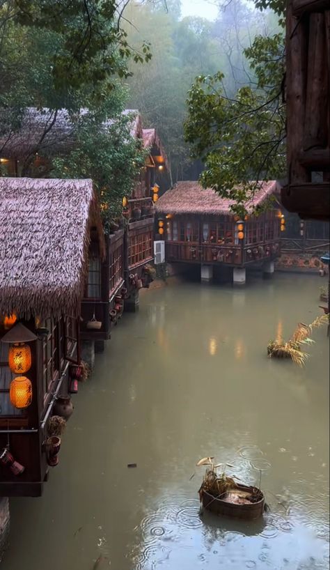 China Village, Goth Architecture, Bamboo Village, Japan Village, Village Aesthetic, Chinese Village, Chinese Mountains, Chinese Places, Forest Village