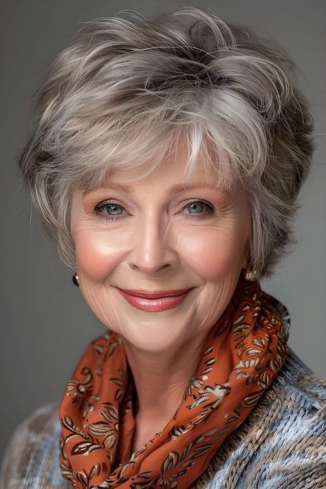 Old Women Haircut, Old Women Hairstyles, Gray Hair Highlights Lowlights, Messy Bob Hairstyles, Chic Short Hair, Short Silver Hair, Hairstyles For Older Women, Layered Haircuts For Medium Hair, Royal Family Fashion