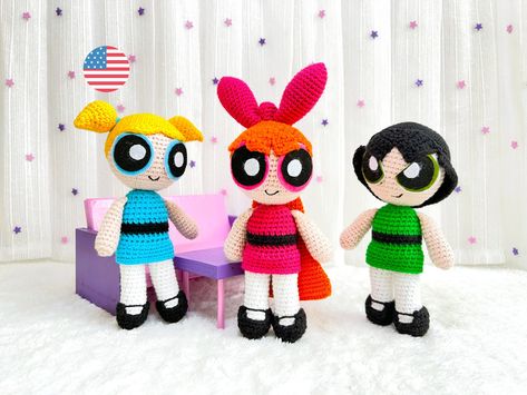 Crochet Powerpuff, Realistic Crochet, Easy Amigurumi Pattern, Animal Knitting, Powerpuff Girl, Crochet Plush, Knitting Toys, Easy Amigurumi, Toys Crochet