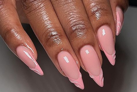 Pink Vacay Nails, Medium Natural Nails, Almond Nails Trendy, Elegant Almond Nails, Trendy Almond Nails, Aqua Nails, Kutek Disney, Unghie Sfumate, Girly Acrylic