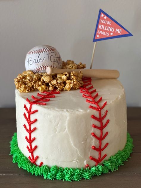 Birthday Cake Baseball Theme, Baseball Ice Cream Cake, Baseball Birthday Treats, Sandlot Birthday Party Cake, 3rd Birthday Party Baseball, Easy Baseball Cake, Sandlot Cupcakes, Boys Baseball Birthday Party Ideas, Sports Cupcakes Ideas Boys