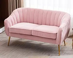 Pink Couch Living Room, Dorm Pink, Pink Loveseat, Small Couch In Bedroom, Couches For Small Spaces, Pink Couch, Room Couches, Small Couch, Bedroom Couch