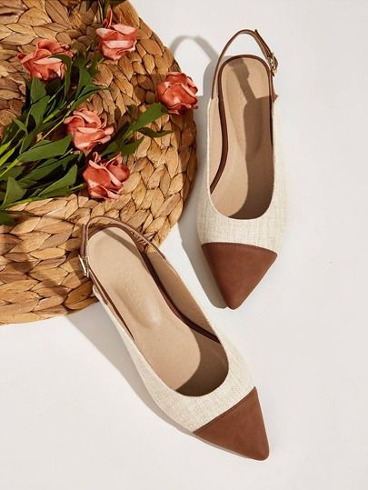 Point Toe Woven Flat Mules | SHEIN USA Sepatu Pump, Buckle Flats, Pretty Sandals, Shoes Photography, Stunning Shoes, Slingback Flats, Flat Mules, Low Heel Sandals, Chic Shoes