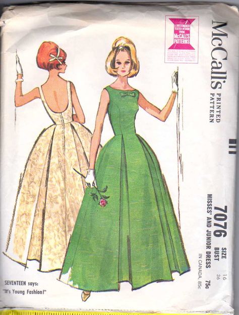 Mccalls Patterns Dress, Junior Dress, Party Gown Dress, Patron Vintage, 1960 Fashion, Fashion 1960s, Gown Pattern, Vintage Dress Patterns, Evening Party Gowns