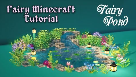 Minecraft Cottagecore Pond, Fairy Pond Minecraft, Ponds Minecraft, Cute Pond Minecraft, Minecraft Cottagecore Tutorial, Fairy Tail Minecraft, Fairy Core Minecraft, Fairycore Minecraft Builds, Minecraft Cottagecore Builds