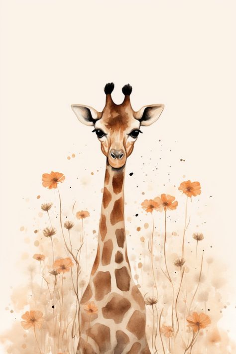 Girrafe Painting Easy, Cute Animal Paintings, Cute Giraffe Illustration, Wallpaper Giraffe, Watercolour Giraffe, Giraffe Wallpaper, Paper Mache Animal Head, Giraffe Drawing, Giraffe Pictures