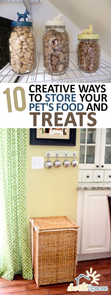 10 Creative Ways to Store Your Pet’s Food and Treats #storeyourpetsfood #petfood #pettreats #storage #foodstorage #petfoodstorage Pet Food Storage Ideas, Food Storage Ideas, Dog Treat Storage, Diy Food Storage, Cheap Baby Shower Favors, Groceries Shopping, Dog Storage, Dog Organization, Diy Dog Food