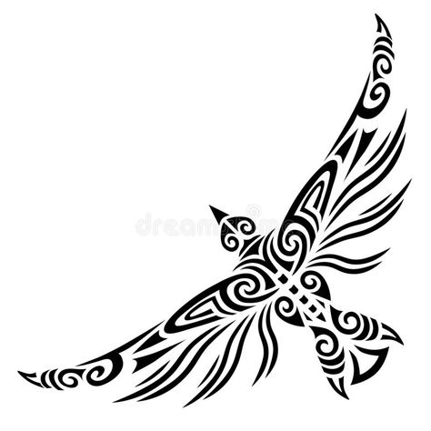 Bird flying tattoo tribal stylised maori koru design. Ideal for tattoo design - easy color change stock illustration Bird Flying Tattoo, Maori Koru, Flying Bird Tattoo, Flying Tattoo, Native Tattoos, Free Tattoo Designs, Shiva Tattoo Design, Maori Tattoo Designs, Bird Flying