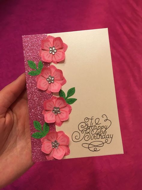 Birthday Card For Teacher Homemade, Women's Day Cards Design, Pink Birthday Cards Handmade, Womens Day Card Ideas, Women's Day Greeting Card, Teachers Day Card Design, Flower Cards Handmade, Happy Birthday Cards Diy, Teachers Day Card