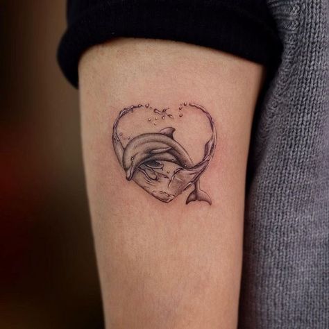 Wave Dolphin Tattoo, Dolphin Memorial Tattoo, Dolphin Tattoo Meaning, Celtic Turtle, Mermaid Tattoo Meaning, Dolphin Tattoos, Tattoos 2023, Seal Tattoo, Love Heart Tattoo