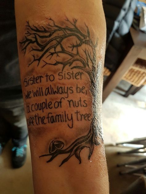 Sister Tattoo #sisters #memorial #family #black&grey #inked #RIP #grief #bereavement #lovedones #gonetoosoon #penetratedacecustomtattoos Sister Tattoos Memorial, Rip Sister Tattoos, Sister Protector Tattoos, Memorial Tattoos For Sister, Dead Brother Tattoo, Sister Memorial Tattoos, My Sister Protector Tattoo, Sister Tattoos Quotes, Tattoo Sisters