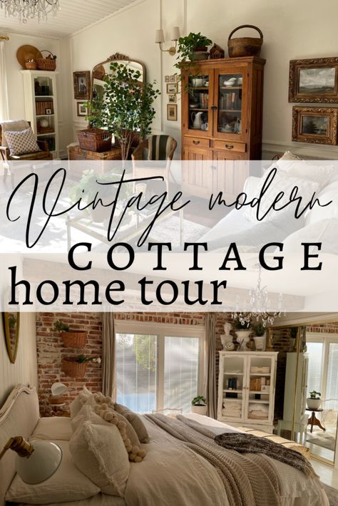 Vintage Modern Cottage, Pine And Prospect Home, Modern Cottage Homes, Estilo Cottage, Cottage House Interior, English Cottage Decor, Cottagecore Home, Cottage Decorating, Cottage Style Home