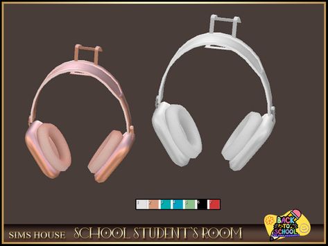 Sims 4 Back To School Cc, Sims4 Cc Headphones, Sims 4 Student Cc, Sims 4 Headphones Cc, Backpack Wall, Apple Headphone, Student Room, Kids Create, Sims 1