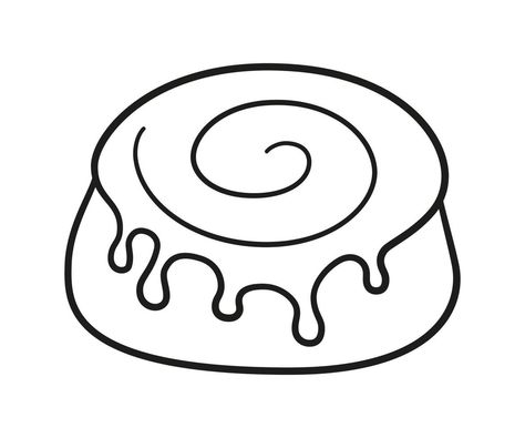 Cinnamon roll with sugar glaze. Swirl kanelbulle bun. Traditional dessert in Scandinavia and North America. Hand drawn isolated vector illustration on white background Cinnamon Roll Drawing, Cinnamon Scrolls, Matching Tats, Christmas Window Painting, Apple Cinnamon Rolls, Cinnamon Rolls Easy, Sugar Glaze, Easy Cinnamon, Black And White Drawing