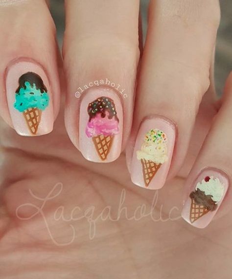 Ice Cream Nail Art, Cream Nail Art, Ice Cream Nails, Ice Cream Month, Ice Cream Sunday, National Ice Cream Day, National Ice Cream Month, Cream Nail, Kids Nail Designs