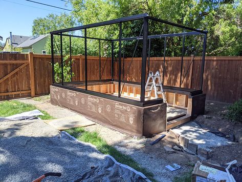 Janssens Victorian vi34 Greenhouse On Wall Janssens Greenhouse, Greenhouse Build, Victorian Greenhouse, Faux Stone Walls, Construction Process, Faux Stone, Stone Wall, Foundation, Doors