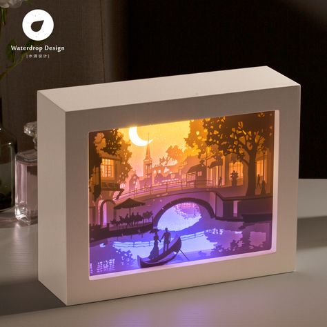 Shadow Light Box, Paper Carving, Christmas Shadow Boxes, 3d Paper Art, 3d Printing Diy, Shadow Box Art, 3d Shadow Box, 90s Toys, Diy Lamp