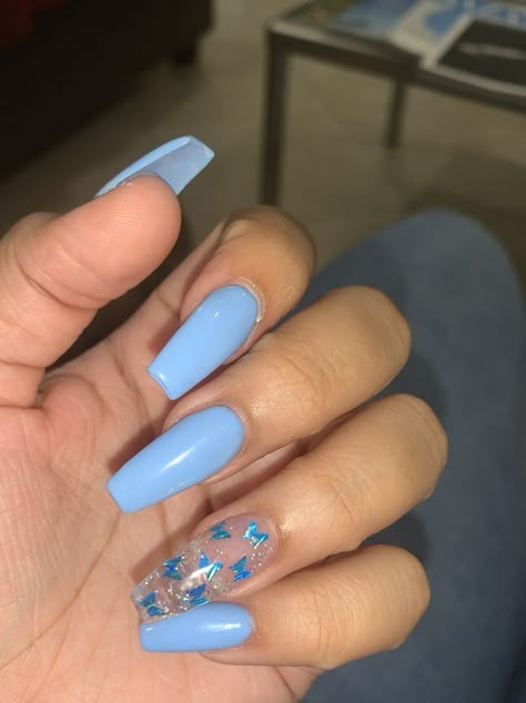 Nails For 15, Purple Acrylic Nails, Blue Acrylic Nails, Ombre Acrylic Nails, White Acrylic Nails, Simple Acrylic Nails, Long Acrylic Nails Coffin, Blue Nail, Acrylic Nails Coffin Short