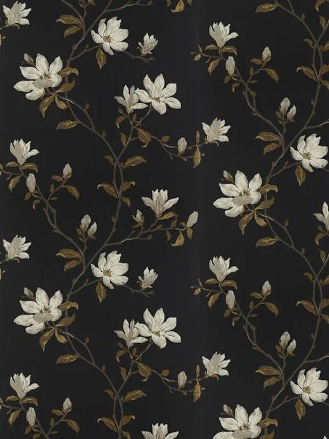 Marchwood Wallpaper Colefax And Fowler Wallpaper, Colefax And Fowler, Magnolia Tree, Wall Art Wallpaper, Magnolia Trees, Watch Wallpaper, Wallpaper Direct, Gold Wallpaper, Black Flowers