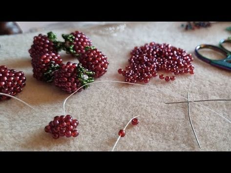 (163) Beading Berries - Help Me Concentrate ¦ The Corner of Craft - YouTube Beaded Grapes Tutorial, Beaded Blueberry Earrings, Beaded Blueberries, Beaded Berry Tutorial, Beaded Berries, Beaded Berry, Cozy Hobbies, Beaded Fireweed, Chainmail Patterns