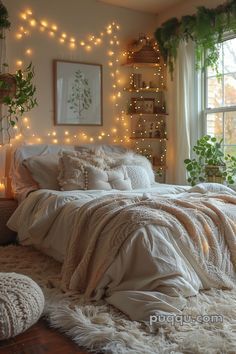 Boho Master Room Bedroom Ideas Vintage, Pretty Girl Bedrooms Ideas, Cozy Bedroom With White Walls, Cozy Bedroom Teenage Girl, Bed Rooms Ideas Cozy, Cozy Teen Girl Bedroom, Cozy Light Bedroom, Warm Cosy Bedroom Ideas, Bett Aesthetic