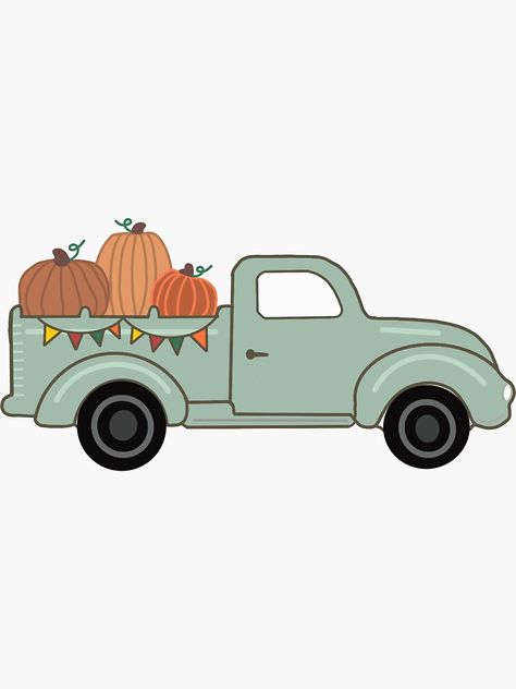 Pumpkin Truck by kaleyhoggle Fall Truck Clipart, Truck With Pumpkins Painting, Pumpkin Patch Drawing, Diy Scroll, Truck Cards, Harvest Truck, Procreate Apple Pencil, Cubby Tags, Truck With Pumpkins