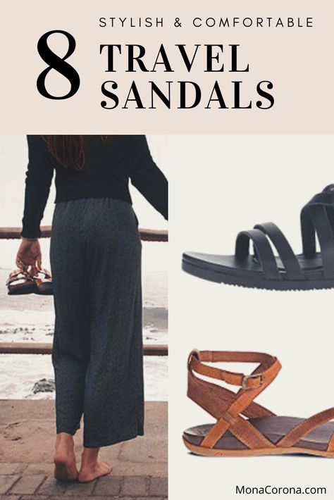 The best travel sandals for women. In this article you'll find the top travel sandals that are both fashionable and comfortable. Teva, Birkenstock, & Chaco are the traveler-approved & will work for any type of travel. Learn all about the most comfortable, cutest, & best Tevas, Birkenstocks, & Chacos for your trip to Europe, Southeast Asia, tropical islands & beyond. These are the most comfortable & stylish sandals for travel so add them to your packing list! #travel #traveltips #tips #sandals Walking Sandals Travel, Best Travel Sandals, Packing Advice, Best Walking Sandals, Travel Shoes Women, Best Travel Outfits For Women, Luxury Travel Accessories, Comfortable Walking Sandals, Italy 2023