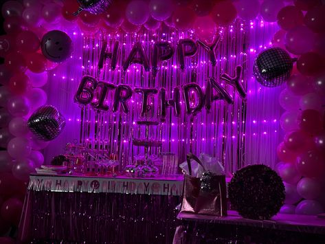 Pink And Black Disco Party, Hot Pink Disco Party, Pink Disco Sweet 16, Pink Disco Ball Birthday Party, Pink Disco Party Backdrop, Disco Ball Silver Hot Pink Party, Pink Birthday Party Decorations, Pink Sweet 16, Disco Birthday Party