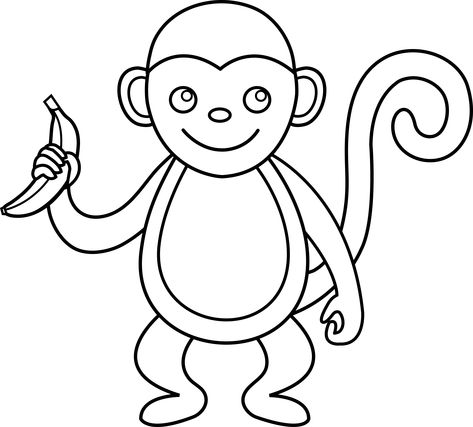 Cartoon Monkey Drawing Sketches, Monkey Template, Clip Art Black And White, Outline Pictures, Animal Line Drawings, Art Outline, Monkey Drawing, Monkey Tattoos, Cartoon Drawing Tutorial