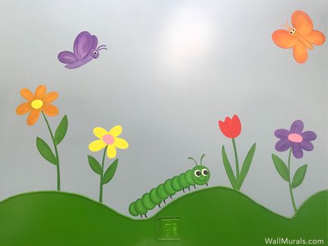 Preschool Wall Murals - Daycare Mural Examples | Wall Murals by ColetteWall Murals by Colette Preschool Wall Mural, Preschool Murals Wall Ideas, Preschool Wall Painting Ideas, Mural Preschool, Simple Mural Ideas, Primary School Wall Painting Ideas, Daycare Mural, Preschool Bathroom, Daycare Art