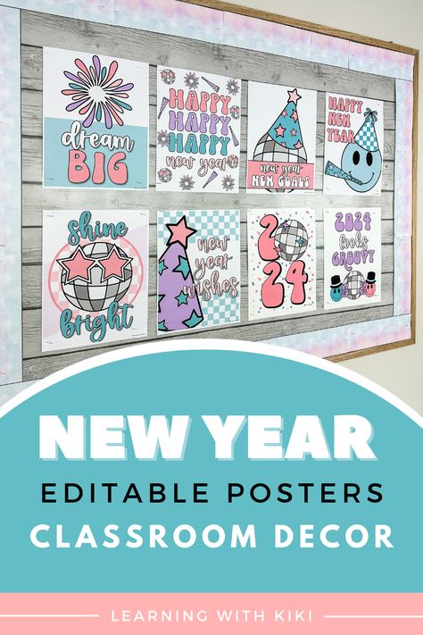 Get ready for a New Year full of excitement and learning! Our 2024 New Year's classroom posters are the perfect way to transform your classroom into a vibrant, engaging space. These editable posters feature eye-catching disco balls that'll have your students dancing into the new school year! Make a statement with these fun and inspiring bulletin boards. Inspiring Bulletin Boards, New Years Bulletin Board, New Year Classroom, New Year Bulletin Board, Disco Balls, Classroom Posters, School Board, The New School, New School Year