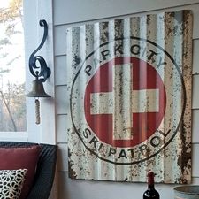 Ski Patrol Corrugated Metal Personalized Cabin Sign Ski House Decor, Ski Room, Ski Patrol, Ski Lodge Decor, Ski Cabin, Ski Decor, Cabin Signs, Ski House, Nostalgic Art