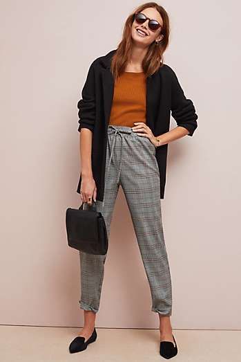 Glenn Plaid Trousers Plaid Dress Pants Outfit Work, Plaid Pants Women Outfit, Plaid Trousers Outfit Work, Blue Plaid Trousers Outfit, Plaid Jogger Pants Outfit Women, Grey Check Pants Outfit Women, Grey Pant Outfits Women, Gray Plaid Pants Outfit, Check Trousers Outfit