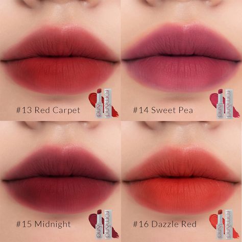 Romand Zero Matte Lipstick heeft een fluwelen textuur die comfortabel op de lippen zit en de ultieme pigmentatie biedt. De lipsticks voelen licht aan en hecht.. Romand Zero Matte Lipstick, Pretty Lipstick Colors, Lipstick Guide, Eye Makeup Guide, Eyeliner Shapes, Tinted Gloss, Face Art Makeup, Makeup Accesories, Velvet Texture