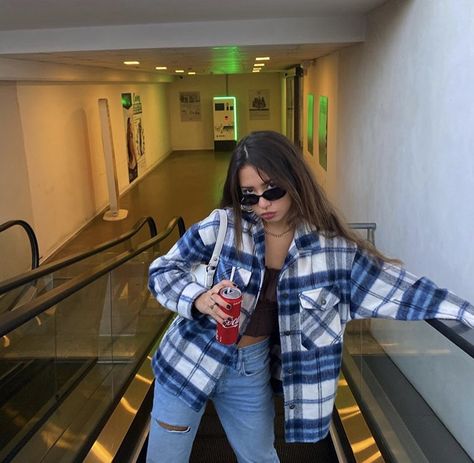 Blue Checkered Shirt Outfit, Checkered Coat Outfit, Flannel Jacket Outfit, Checkers Shirt, Checkered Shirt Outfit, Shacket Outfit Women, Checked Shirt Outfit, Plaid Jacket Outfit, Cherry Boom