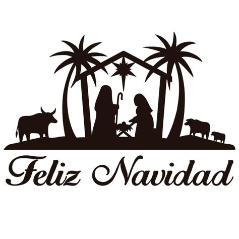 Vinilos Decorativos: Pesebre de Belén Feliz Navidad Girl Superhero Party, Nativity Silhouette, Christmas Crib, The Birth Of Jesus Christ, Birth Of Jesus Christ, Personalised Christmas Baubles, Ideas Navidad, Christmas Stencils, Christmas Decorations Diy Outdoor