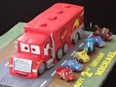 Mack. Cars cake. Made by www.bellalicious.co.za Mac Cake, Truck Birthday Cakes, Cars Birthday Cake, Cars Cake, Birthday 4, Truck Birthday, Car Cake, Cars Birthday, Birthday Cakes