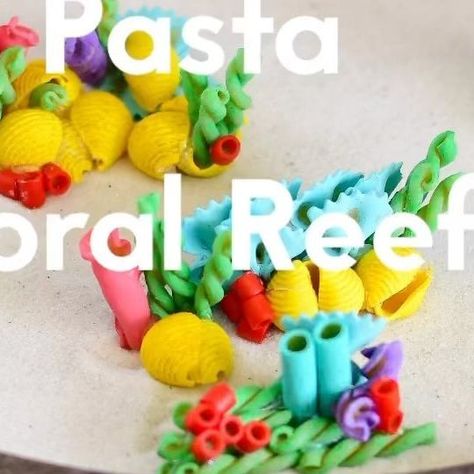 Rachel Montessori Military Mom on Instagram: "Crafty Moms? Where are you!? 🐠Alright I’ll admit this one is a bit involved, but these pasta coral reef pieces turned out so cute they are 100% worth it!! 🐡To make the pasta: - I used acrylic paint to dye noodles - Then I glued them together to make mini coral reef pieces I added some picture inspiration cards and a tray with sand and set the kiddos off! They were so proud of their amazing work it was so cute! Will you give this a try?? . . . . #sensoryplay #ikeaflisat #sensoryactivity #funactivity #cheapplayideas #screenfreekids #screenfreeactivities #preschoolsensoryplay #easysensoryplay #whatsinourflisat #toddlermom #screenfreetime #momhacks #preschoolplayhacks #toddleractivities #sensoryplaytoday #simplesensory #sensorybinmaterial Coral Reef Biome Project, Preschool Coral Reef, Coral Reef Habitat Project, Pasta Coral Reef, Coral Reef Learning Activities, Sensory Coral Reef, Screen Free Kids, Play Hacks, Scuba Vbs