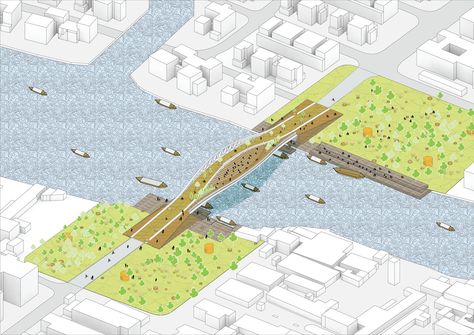 Gallery of MVRDV Reveals Design For Dawn Bridge, A 80m-Long Dual Use Crossing in Shanghai - 3 Module Architecture, Waterfront Architecture, Bridges Architecture, Urban Ideas, Urban Design Diagram, Eco Architecture, Architecture Concept Diagram, Street Marketing, Architecture Graphics