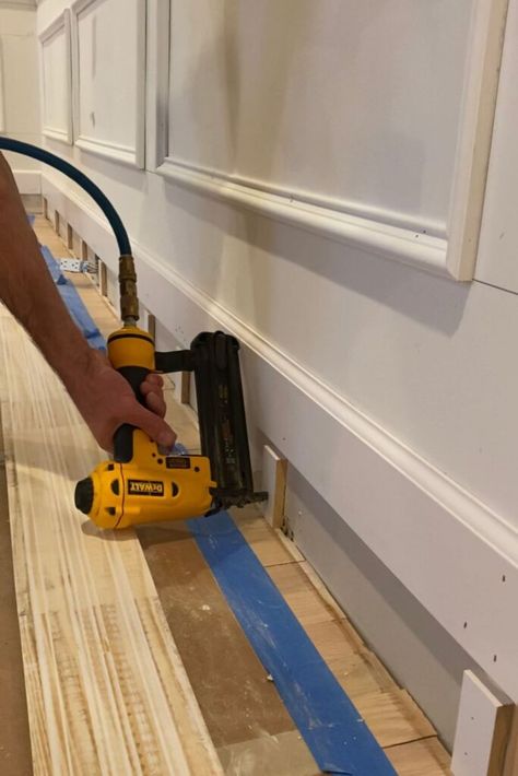 Double Baseboard Trim, Stacked Baseboard Trim, How To Pick Baseboards, How To Put Up Baseboard Trim, Vinyl Baseboard Trim, Tall Baseboard Trim Ideas, Baseboard Trim Styles Modern, Tall Baseboard Trim, 1x4 Trim Baseboards