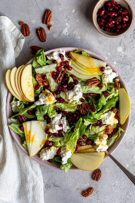 Winter Burrata Salad With Maple Mustard Vinaigrette - Dash of Mandi Maple Mustard Vinaigrette, Holiday Dinner Menu, Fall Salads, Dinner Pizza, Winter Salad Recipes, Mustard Vinaigrette, Burrata Salad, Butter Lettuce, Super Salads